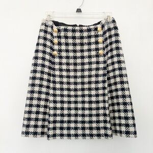 Talbots Black and White Checkered Houndstooth A-Line Skirt